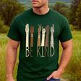 Deaf Be Kind Sign Language Hand Talking Teachers Interpreter Men's Casual T-Shirt Forest