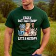 Easily Distracted By Cats & History Teacher Women Men Men's Casual T-Shirt Forest Easily Distracted By Cats & History Teacher Women Men Men's Casual T-Shirt Forest