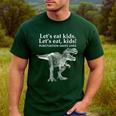 Lets Eat Kids Punctuation Saves Lives Dinosaur Teacher Men's Casual T-Shirt Forest