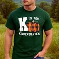 Fall Kindergarten Teacher K Is For Buffalo Plaid Pumpkin Men's Casual T-Shirt Forest