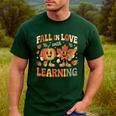 Fall In Love With Learning Retro Autumn Thanksgiving Teacher Men's Casual T-Shirt Forest Fall In Love With Learning Retro Autumn Thanksgiving Teacher Men's Casual T-Shirt Forest