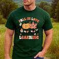 Fall In Love With Learning Teacher Retro Thanksgiving Men's Casual T-Shirt Forest Fall In Love With Learning Teacher Retro Thanksgiving Men's Casual T-Shirt Forest