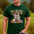 Fall In Love With Reading Halloween Stack Of Book Teacher Men's Casual T-Shirt Forest