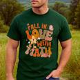 Fall In Love With Science Math Teacher Fall Thanksgiving Men's Casual T-Shirt Forest