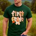 First Grade Fall Floral Coquette Bow Teachers Students Men's Casual T-Shirt Forest