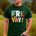 Fri Yay Teacher Happy Friday Friyay Weekend Back To School Men's Casual T-Shirt Forest