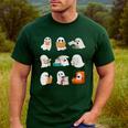 Ghost Reading Teacher Halloween Librarian Book Lover School Men's Casual T-Shirt Forest Ghost Reading Teacher Halloween Librarian Book Lover School Men's Casual T-Shirt Forest
