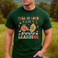 Groovy Fall In Love With Learning Autumn Pumpkin Teacher Men's Casual T-Shirt Forest