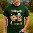 Groovy Pumpkin Spice Makes Teacher Nice Fall Thanksgiving Men's Casual T-Shirt Forest Groovy Pumpkin Spice Makes Teacher Nice Fall Thanksgiving Men's Casual T-Shirt Forest