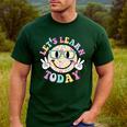 Groovy Retro Lets Learn Today Teacher Student Back To School Men's Casual T-Shirt Forest