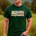 Groovy School Counselor Back To School Teacher Counseling Men's Casual T-Shirt Forest Groovy School Counselor Back To School Teacher Counseling Men's Casual T-Shirt Forest