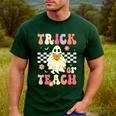 Groovy Teacher Halloween Retro Trick Or Teach Floral Ghost Men's Casual T-Shirt Forest Groovy Teacher Halloween Retro Trick Or Teach Floral Ghost Men's Casual T-Shirt Forest