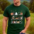 Halloween Library Ghost Books Teacher Spooky Trick Or Teach Men's Casual T-Shirt Forest Halloween Library Ghost Books Teacher Spooky Trick Or Teach Men's Casual T-Shirt Forest