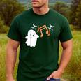 Halloween Music Note Ghost Teacher Fall Musical Instrument Men's Casual T-Shirt Forest