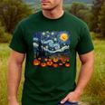 Halloween Pumpkin Starry Night Van Gogh Art Teacher Men's Casual T-Shirt Forest Halloween Pumpkin Starry Night Van Gogh Art Teacher Men's Casual T-Shirt Forest