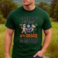 Halloween Teacher Creepin It Real With My 4th Grade Monsters Men's Casual T-Shirt Forest