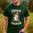 Halloween Teacher Shirts Women School Trick Or Teach Groovy Men's Casual T-Shirt Forest