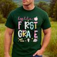 Hello First Grade Teacher Coquette Pencil Bow Back To School Men's Casual T-Shirt Forest Hello First Grade Teacher Coquette Pencil Bow Back To School Men's Casual T-Shirt Forest