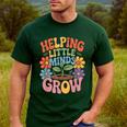 Helping Little Minds Grow Teacher First Day Back To School Men's Casual T-Shirt Forest Helping Little Minds Grow Teacher First Day Back To School Men's Casual T-Shirt Forest