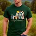 It's A Beautiful Day To Learn Cute Rainbow Boho Teacher Men's Casual T-Shirt Forest