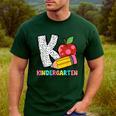 K Is For Kindergarten Teacher Pencil Apple Back To School Men's Casual T-Shirt Forest