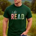 Let's Read Book Nerd Reading Book Lover Librarian Teacher Men's Casual T-Shirt Forest