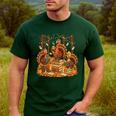 Librarian Turkey Reading Book Fall Thanksgiving Teacher Men's Casual T-Shirt Forest