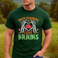 Math Teacher Love Brain Heart Skeleton Hand Zombie Halloween Men's Casual T-Shirt Forest