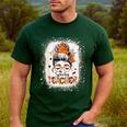 Messy Bun Spooky Teacher Bleached Halloween Teachers Men's Casual T-Shirt Forest Messy Bun Spooky Teacher Bleached Halloween Teachers Men's Casual T-Shirt Forest