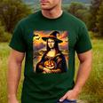 Mona Lisa Pumpkin Halloween Art Teacher Witchy Women Kids Men's Casual T-Shirt Forest
