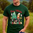One Merry Teacher Groovy Christmas Tree Pjs Xmas Teacher Men's Casual T-Shirt Forest One Merry Teacher Groovy Christmas Tree Pjs Xmas Teacher Men's Casual T-Shirt Forest