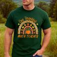 One Thankful Math Teacher Thanksgiving Autumn Fall Rainbow Men's Casual T-Shirt Forest One Thankful Math Teacher Thanksgiving Autumn Fall Rainbow Men's Casual T-Shirt Forest
