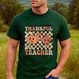 One Thankful Teacher Thanksgiving Groovy Fall Autumn Teacher Men's Casual T-Shirt Forest One Thankful Teacher Thanksgiving Groovy Fall Autumn Teacher Men's Casual T-Shirt Forest