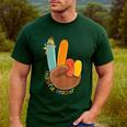 One Thankful Teacher Thanksgiving Turkey Peace Hand Sign Men's Casual T-Shirt Forest One Thankful Teacher Thanksgiving Turkey Peace Hand Sign Men's Casual T-Shirt Forest