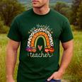 One Thankful Teacher Thanksgiving Turkey Rainbow Fall Men's Casual T-Shirt Forest One Thankful Teacher Thanksgiving Turkey Rainbow Fall Men's Casual T-Shirt Forest