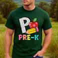 P Is For Pre-K Teacher Pencil Apple Back To School Men's Casual T-Shirt Forest P Is For Pre-K Teacher Pencil Apple Back To School Men's Casual T-Shirt Forest