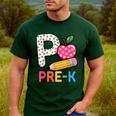 P Is For Pre K Teacher Student Pencil Apple Back To School Men's Casual T-Shirt Forest