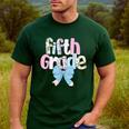 Preppy Fifth Grade Teacher Blue Floral Coquette Pencil Bow Men's Casual T-Shirt Forest