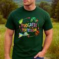 Progress Over Perfection Caterpillar Teacher Back To School Men's Casual T-Shirt Forest