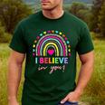 Rainbow I Believe In You Teacher Testing Day Men's Casual T-Shirt Forest Rainbow I Believe In You Teacher Testing Day Men's Casual T-Shirt Forest