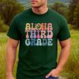 Retro Aloha Third Grade Teacher Summer Vacation Beach Hawaii Men's Casual T-Shirt Forest Retro Aloha Third Grade Teacher Summer Vacation Beach Hawaii Men's Casual T-Shirt Forest