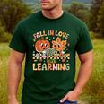 Retro Fall In Love With Learning Autumn Pumpkin Teacher Kids Men's Casual T-Shirt Forest Retro Fall In Love With Learning Autumn Pumpkin Teacher Kids Men's Casual T-Shirt Forest