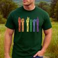 Retro Be Kind ASL Deaf Teacher Sign Language Gay Pride Men's Casual T-Shirt Forest