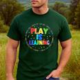 Retro Play Is Learning Teacher Back To School Men's Casual T-Shirt Forest