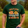 Retro Pumpkin Fall In Love With Learning Autumn Teacher Men's Casual T-Shirt Forest
