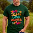 Retro Teach Love Inspire Back To School Teachers Men's Casual T-Shirt Forest Retro Teach Love Inspire Back To School Teachers Men's Casual T-Shirt Forest