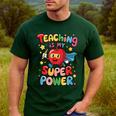 Retro Teaching Is My Superpower Apple Teacher Appreciation Men's Casual T-Shirt Forest