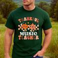 Retro Thankful Music Teacher Pumpkin Fall Thanksgiving Men's Casual T-Shirt Forest