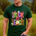 Retro Trick Or Teach Leopard Ghost Halloween Spooky Teacher Men's Casual T-Shirt Forest Retro Trick Or Teach Leopard Ghost Halloween Spooky Teacher Men's Casual T-Shirt Forest