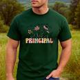 Retro Vintage Floral Principal Shirt For Women Teachers Day Men's Casual T-Shirt Forest